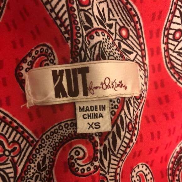 KUT FROM THE KLOTH Top Women's Size XS Red Multicolor Sleeveless Paisley Print - Picture 4 of 7